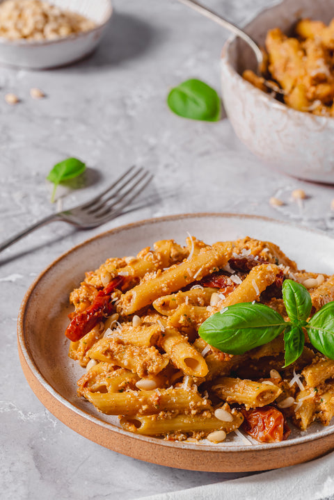 Red Lentil Penne with Sundried Tomato Pesto