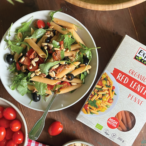 Red Lentil Penne Summer Salad