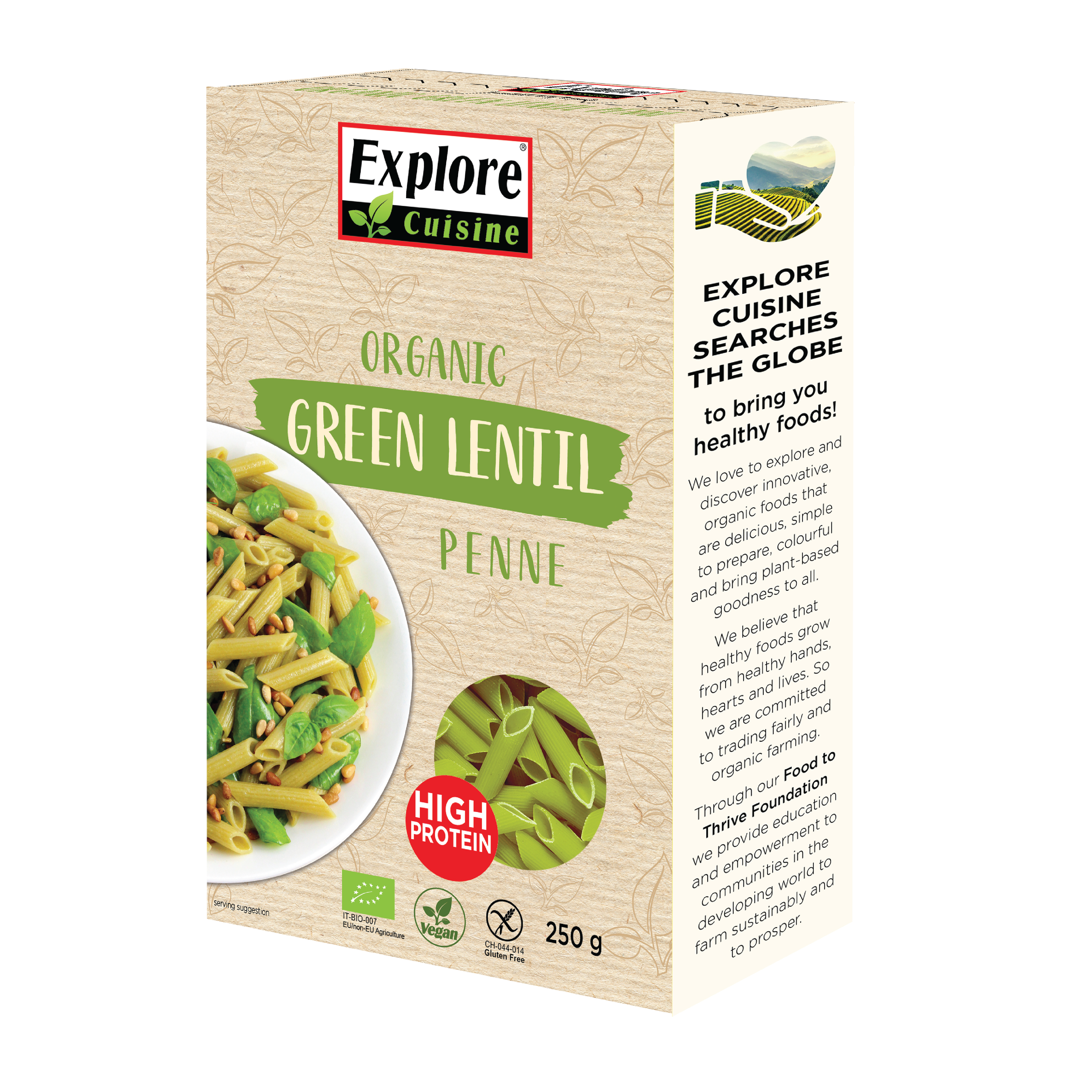 Organic Green Lentil Penne – ExploreCuisine