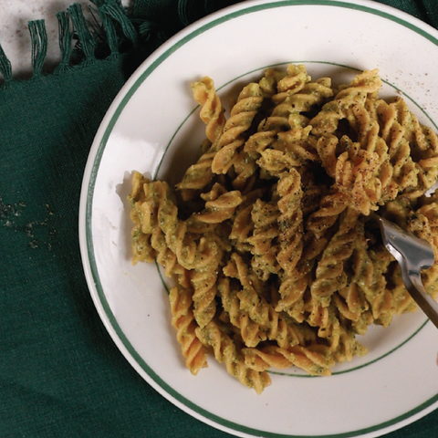 Chickpea Fusilli with Zucchini Sauce