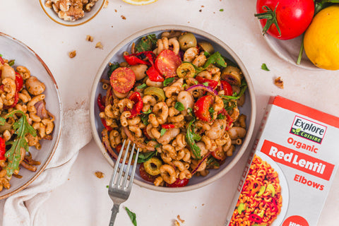 Roasted Red Pepper and Tomato Pesto Pasta Salad