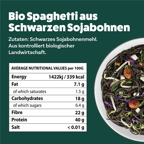 Bio Spaghetti aus Schwarzen Sojabohnen