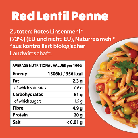 Bio Penne aus Roten Linsen