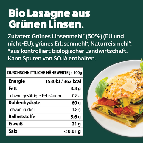 Bio Lasagne aus Grünen Linsen