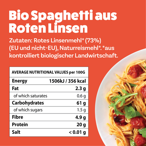 Bio Spaghetti aus Roten Linsen